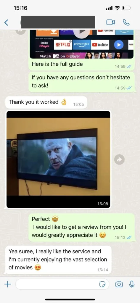xtreamcube WhatsApp Customer Chat Feedback Screenshot 1